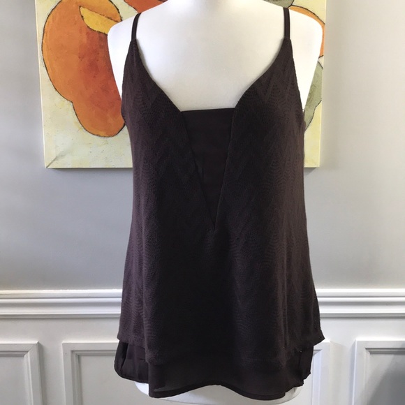 Le Chateau Brown lace v-neck tank top size XL - Picture 3 of 9